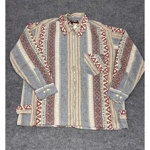 SAHIBA XL Multi Color Geometric Stripe Zipper Front Long Sleeve Shirt‎ India